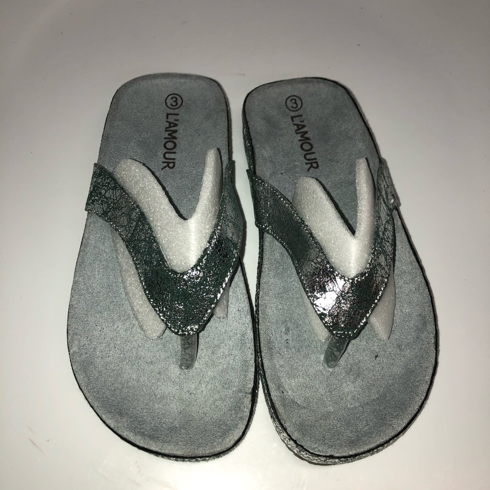 L’amour Lamour Flip Flop Blue/ Sliver Kid boutique